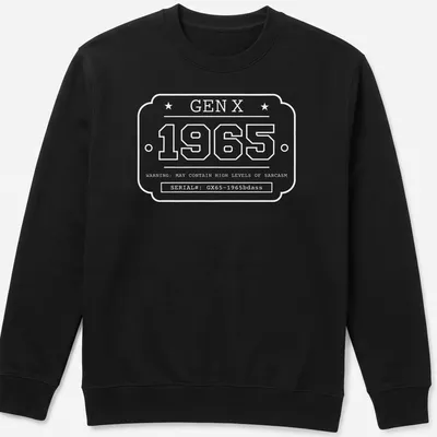 Vintage industrial design featuring a Gen X badge with bold lettering — printed on a unisex sweatshirt