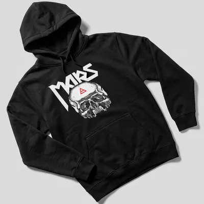 Minimalist T-shirt featuring a triad skull with the text 'A Beautiful Lie' in white and red — printed on a unisex hoodie