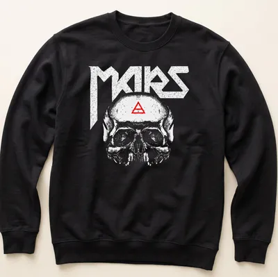 Minimalist T-shirt featuring a triad skull with the text 'A Beautiful Lie' in white and red — printed on a unisex sweatshirt