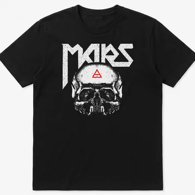Minimalist T-shirt featuring a triad skull with the text 'A Beautiful Lie' in white and red — printed on a unisex t-shirt