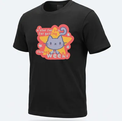 Kawaii-style cat t-shirt featuring a cute gray cat and uplifting text — printed on a unisex t-shirt