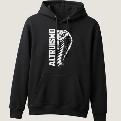 Geometric bear head design with 'ALTRUISMO' in white print — printed on a unisex hoodie