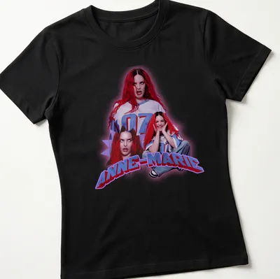 Modern graphic tee with the name Anne-Marie in bold typography — printed on a women's shirt