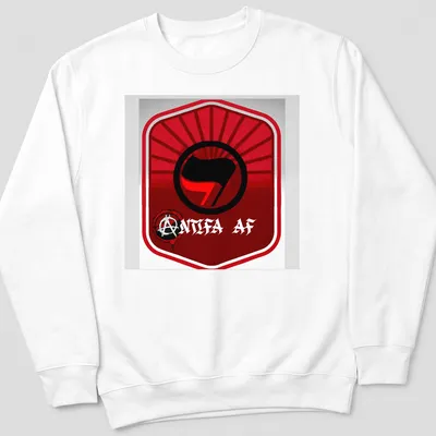 Bold Antifa AF T-shirt featuring the Antifa symbol in red, black, and white — printed on a unisex sweatshirt