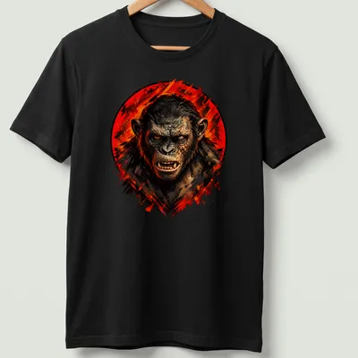 Realistic illustration of a fierce gorilla with the text 'Bad Ape' in bold lettering