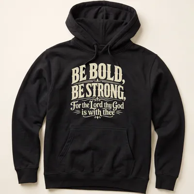 Vintage script design with inspirational text in cream and gold — printed on a unisex hoodie