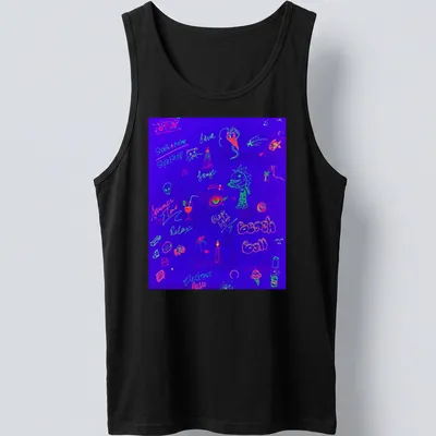 Neon glow t-shirt featuring a beach ball and vibrant summer vibes text — printed on a tank top