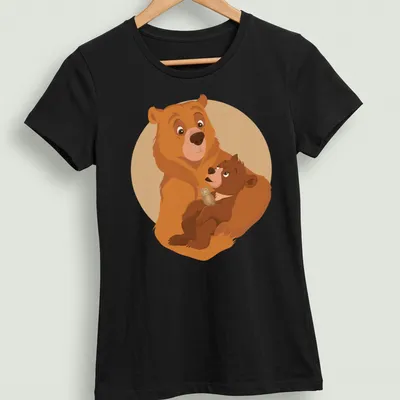 Kawaii style t-shirt featuring cute bears in warm brown and tan colors — printed on a women's shirt