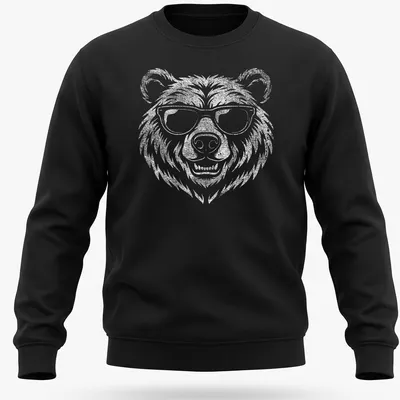 Retro vintage bear wearing sunglasses graphic on a white — printed on a unisex sweatshirt
