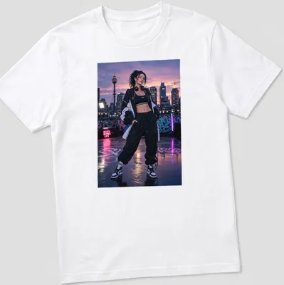 Urban Hip Hop Girl t-shirt featuring bold text and streetwear photography