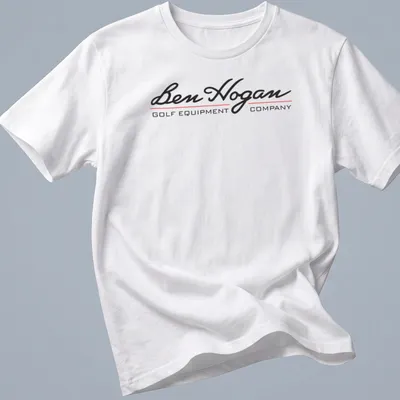 Modern logo T-shirt showcasing Ben Hogan Golf Equipment Company in black, red, and white.
