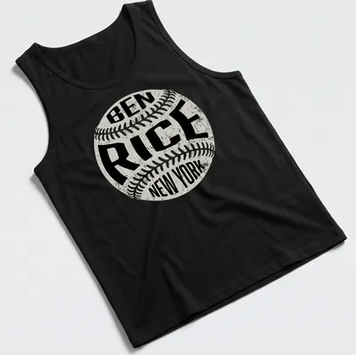 Vintage distressed Ben Rice New York baseball t-shirt with a classic design — printed on a tank top