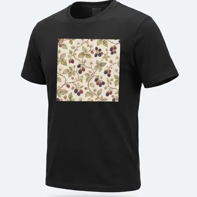 Cottagecore pattern featuring blackberry bramble in floral design. — printed on a unisex t-shirt