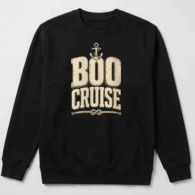Vintage ghost sailing graphic on cream and beige Halloween — printed on a unisex sweatshirt