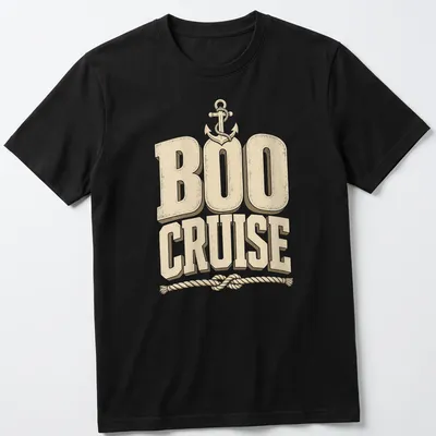Vintage ghost sailing graphic on cream and beige Halloween T-shirt