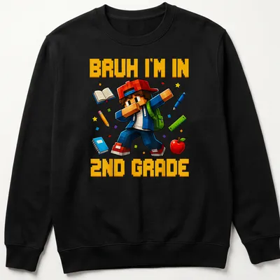 Dabbing gamer boy in pixel art style with colorful text and graphics — printed on a unisex sweatshirt