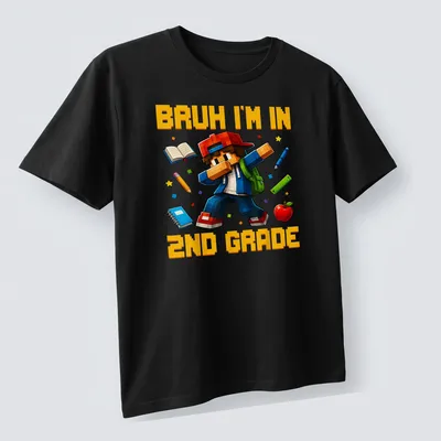 Dabbing gamer boy in pixel art style with colorful text and graphics — printed on a unisex t-shirt (angled view)