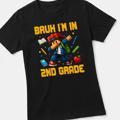 Dabbing gamer boy in pixel art style with colorful text and graphics — printed on a women's shirt