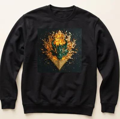 3D rendered Chimera mythical beast graphic on fiery background — printed on a unisex sweatshirt
