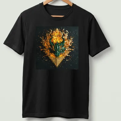 3D rendered Chimera mythical beast graphic on fiery background t-shirt