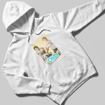 Vintage style t-shirt featuring a motorcycle police duo and CHiPs text — printed on a unisex hoodie