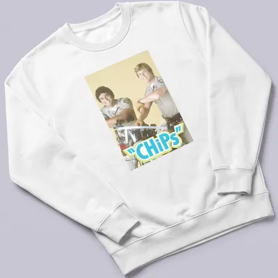 Vintage style t-shirt featuring a motorcycle police duo and CHiPs text — printed on a unisex sweatshirt