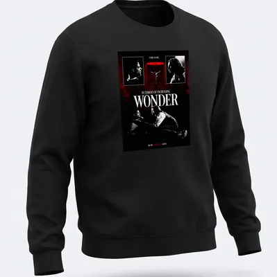 Gothic T-shirt with vintage horror design featuring vampires and ornate lettering. — printed on a unisex sweatshirt