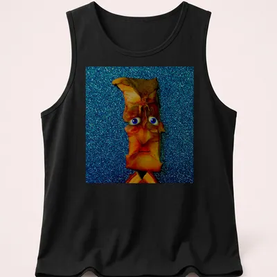 Whimsical apple character with the text 'Corbert Has Core Concerns' in orange, blue, and brown. — printed on a tank top