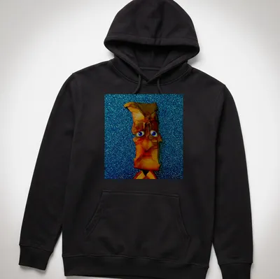 Whimsical apple character with the text 'Corbert Has Core Concerns' in orange, blue, and brown. — printed on a unisex hoodie