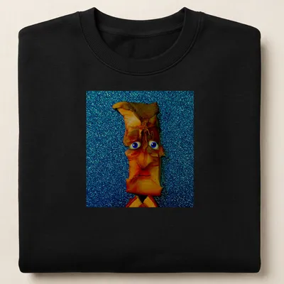 Whimsical apple character with the text 'Corbert Has Core Concerns' in orange, blue, and brown. — printed on a unisex sweatshirt