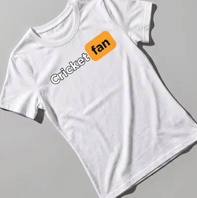 Modern minimalist Cricket Fan t-shirt with bold lettering in black, orange, and white — printed on a women's shirt