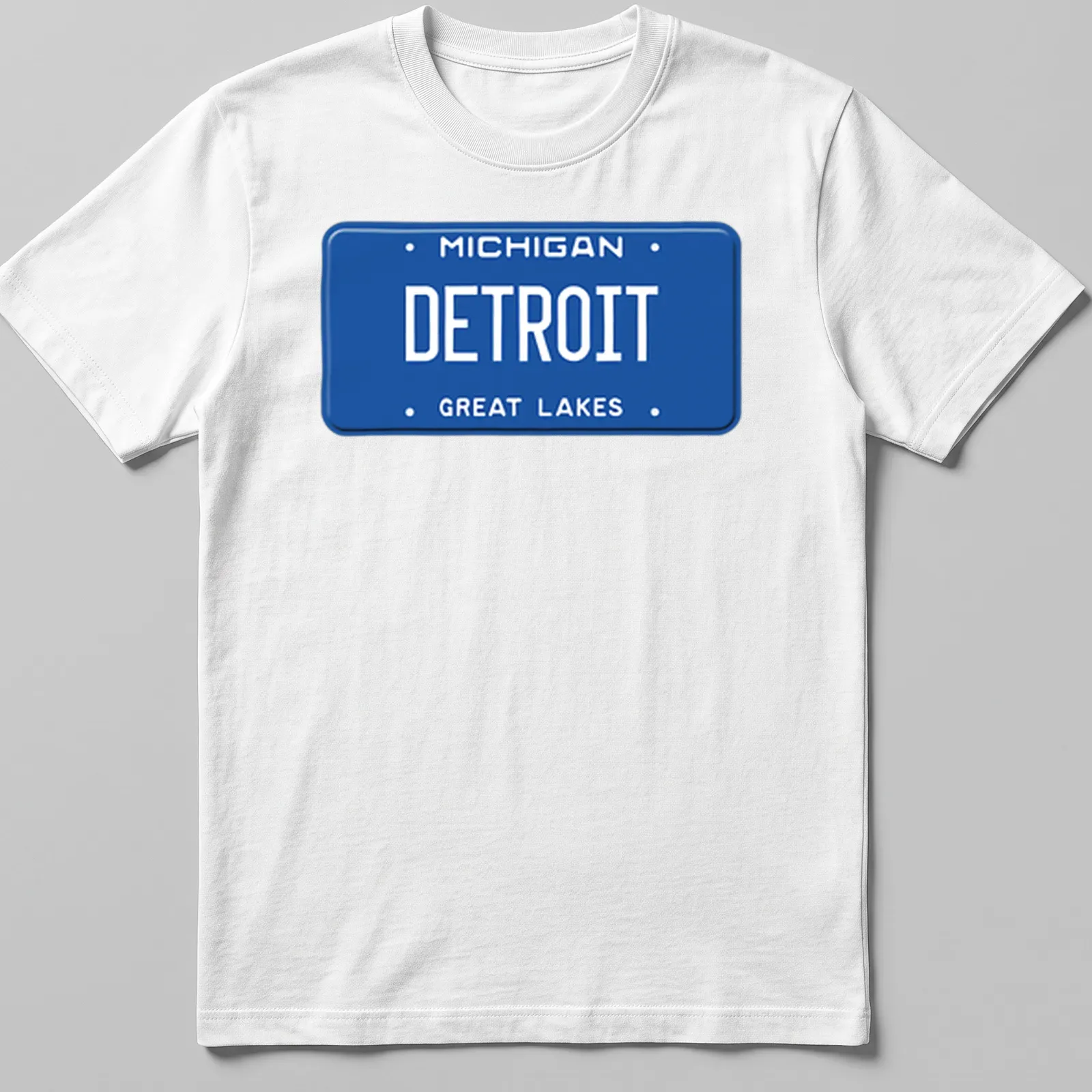 Vintage Michigan Detroit license plate design on a — printed on a unisex t-shirt