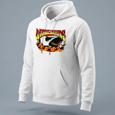 Vintage retro t-shirt featuring a surfing scene with octopus and flowers — printed on a unisex hoodie