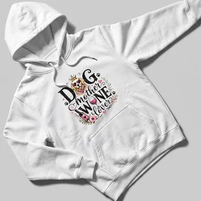 Whimsical illustration of a Golden Retriever with floral elements and text. — printed on a unisex hoodie