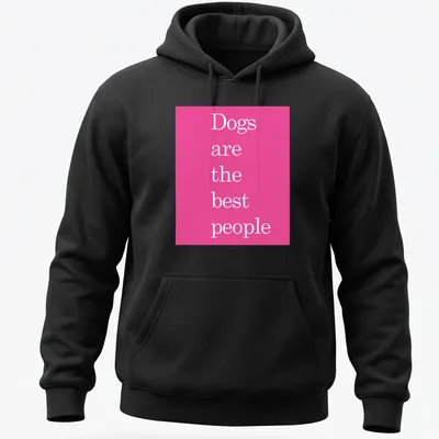Minimalist pink t-shirt featuring the phrase 'Dogs are the best people' — printed on a unisex hoodie