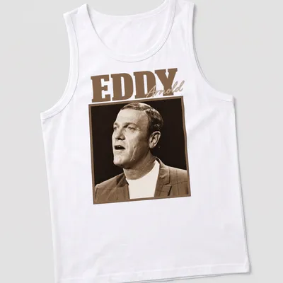 Vintage sepia portrait of singer Eddy Arnold with his name above — printed on a tank top