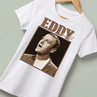 Vintage sepia portrait of singer Eddy Arnold with his name above — printed on a women's shirt