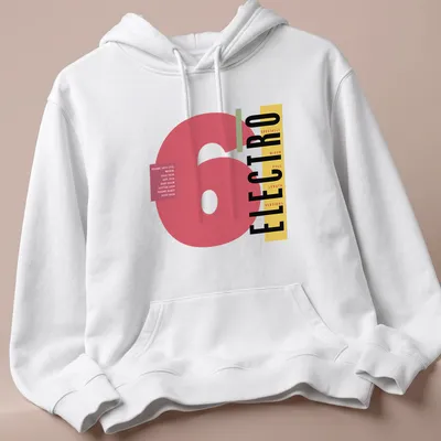 Electro music tee featuring bold names in modern graphic style — printed on a unisex hoodie
