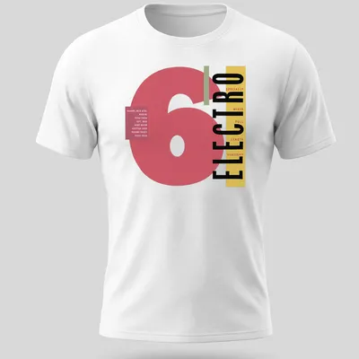 Electro music tee featuring bold names in modern graphic style — printed on a unisex t-shirt