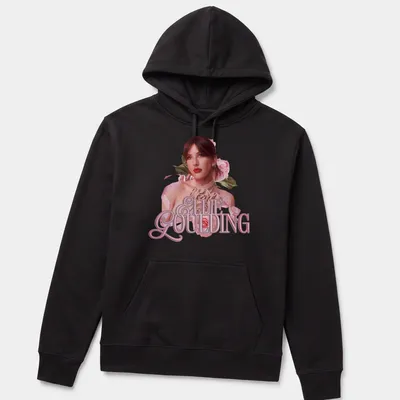 Vintage floral print t-shirt featuring Ellie Goulding's name and a woman with roses — printed on a unisex hoodie
