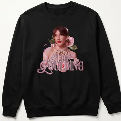 Vintage floral print t-shirt featuring Ellie Goulding's name and a woman with roses — printed on a unisex sweatshirt