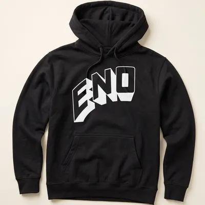 Bold white ENO lettering on a simple tee. — printed on a unisex hoodie