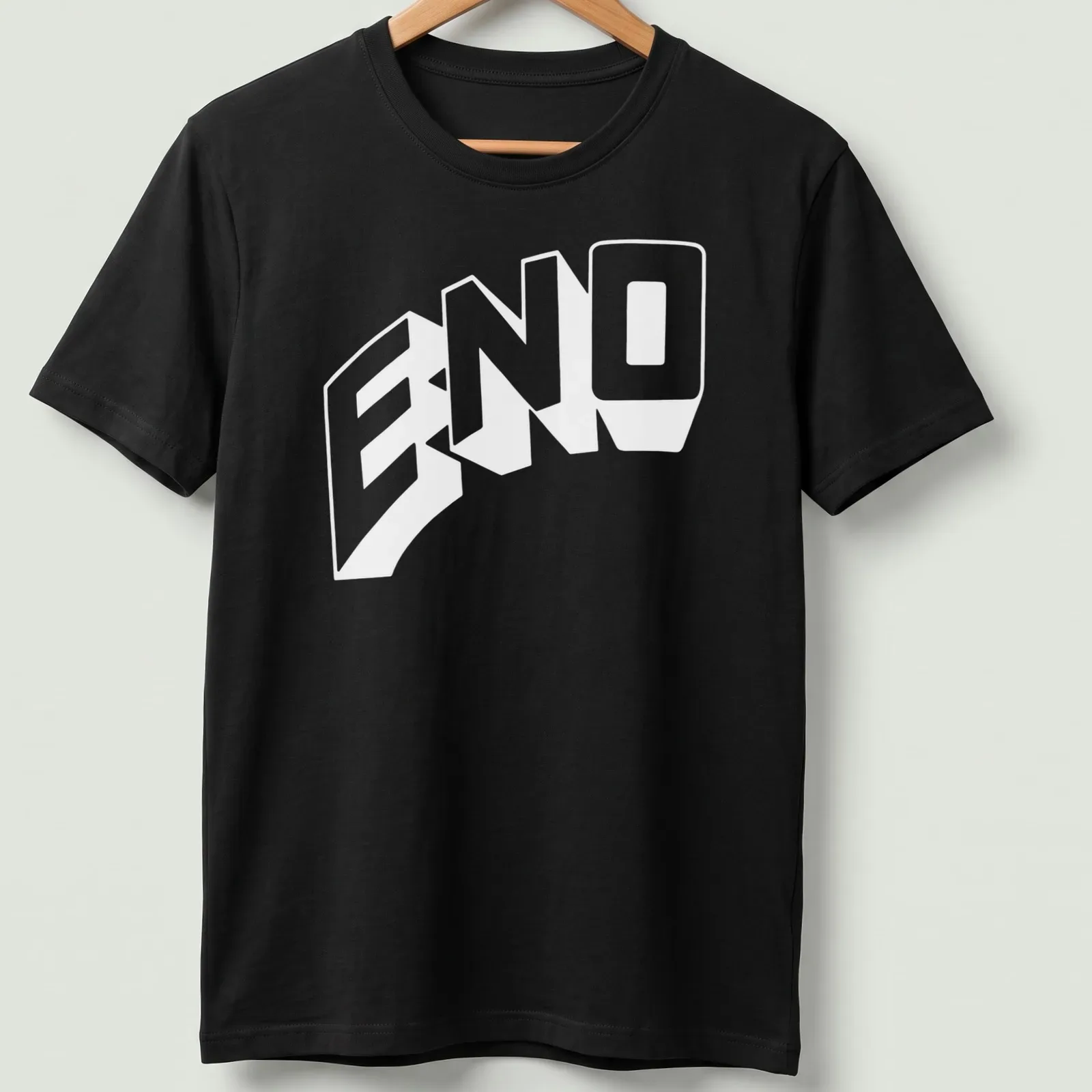 Bold white ENO lettering on a simple tee. — printed on a unisex t-shirt