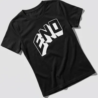 Bold white ENO lettering on a simple tee. — printed on a women's shirt