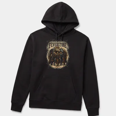 Vintage Western style shirt featuring cowgirl team and 'Feverstone' text — printed on a unisex hoodie