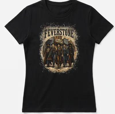 Vintage Western style shirt featuring cowgirl team and 'Feverstone' text — printed on a women's shirt