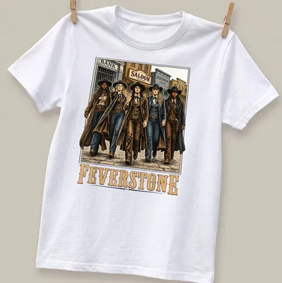 Vintage western tee featuring cowgirls with the printed text FEVERSTONE
