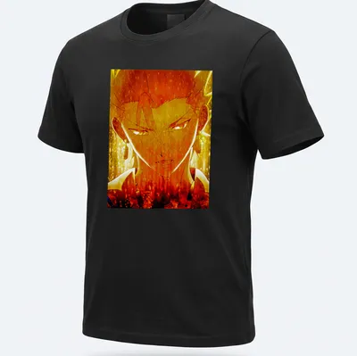 Anime-style illustration of Fierce Gilgamesh in gold, orange, black, and white