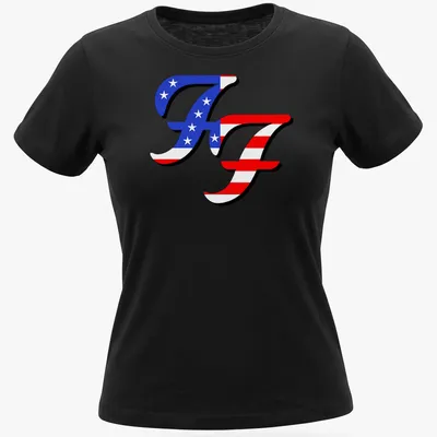 Bold graphic t-shirt featuring American flag lettering with 'Freedom Fighter' text — printed on a women's shirt