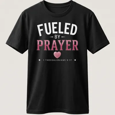 Bold typography t-shirt featuring a heart and the message about prayer — printed on a unisex t-shirt